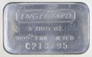 Rare Silver 5 Troy Oz.  Engelhard Bar.  999 Fine Silver 729