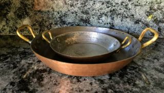 Rare E.  Dehillerin Antique French Copper Round 6 " And 9 " Baking Pans