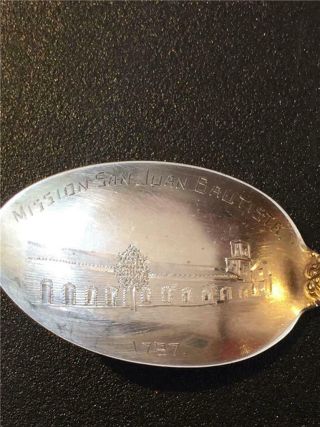 Vintage Sterling Silver Tea Spoon Mission San Juan Bautista Engraved 3