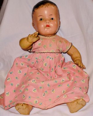 Antique Vintage 20 " Composition Baby Doll Painted Eyes Arms & Legs