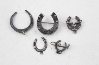 5 X Antique.  925 Sterling Silver Victorian Horseshoe Jewellery Inc.  Brooch (8g)