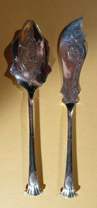 Antique Mappin And Webb Fancy Silverplated Spoon And Butter Knife 15 - 16 Cm