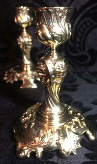 Fine Antique Highest Quality Cast Brass Candle Holders Candlesticks 1900