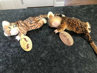 Vintage 1990’s Anne Geddes Baby Tiger And Leopard Dolls W/ Tags