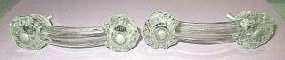 2 Vintage Clear Glass Larger Size Drawer Pulls = 4 1/4 " Long
