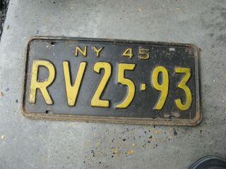 1945 45 York Ny License Plate Tag Rustic Antique Rv - 25 - 93