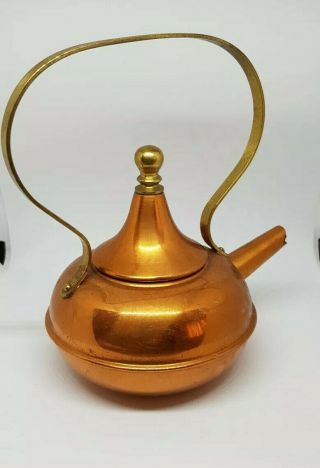Lovely Vintage Antique Copper Kettle with Brass Handle and Brass Finial 2