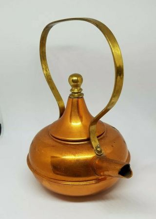 Lovely Vintage Antique Copper Kettle with Brass Handle and Brass Finial 3