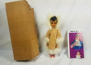 Vintage Small Collectible Miniature Sleepy Eyes Hard Plastic Eskimo Doll