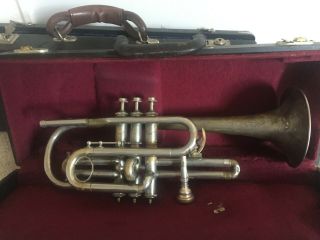 Antique Franz Weber Trumpet Or Cornet - C Comes With Case And Mouthpiece.