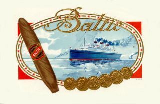 Antique Cigar Box Label,  Inner,  Baltic