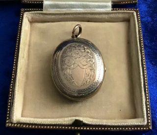 Large Antique Victorian 9ct Rolled Gold Double Picture Locket Pendant