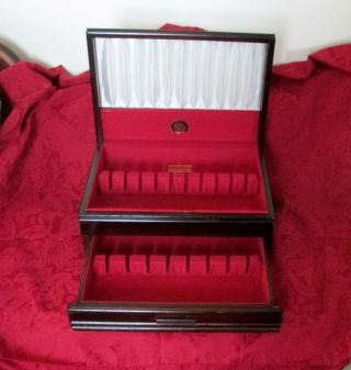 Antique Mahogany Wooden Flatware Storage Box Chest W/drawer 4 Silverware