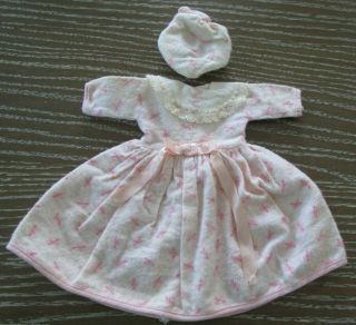 Vintage 12 Ideal Shirley Temple Doll Pink Flannel Night Gown & Cap Hat Pajamas