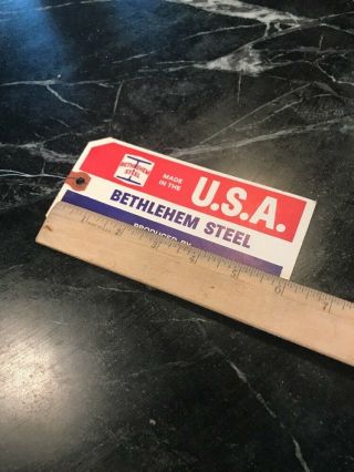 Bethlehem Steel American Steelworkers Paper Tag Rare Vtg USA Red White Blue 2