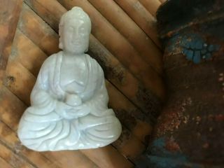 Chinese Hand - Carved Carving White Jade Buddha Desk Statue Or Pendant