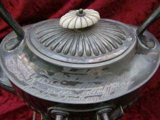 Antique Spirit Kettle Silver Plated Rustic Twig Design with burner 1910 2