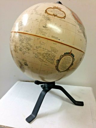 Replogle Inc Usa Beige World Globe On Metal Tripod Foot Stand