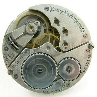 Antique 16s Elgin 15 Jewel Grade 312 Hunter Pocket Watch Movement Parts