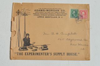 Scarce Antique Adams - Morgan Co.  Envelope Depicting Wireless Telegraph Apparatus