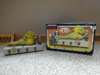Vintage 1983 Star Wars Rotj Jabba The Hutt Action Playset By Kenner - Rare W/ Box
