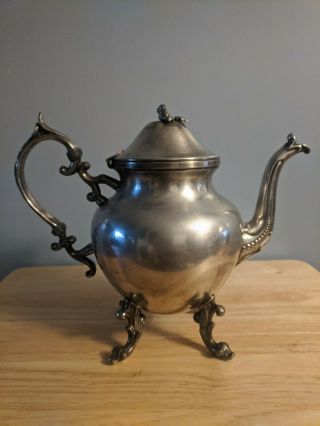 Silver On Copper Teapot Coffee Pot Lidded Silverplate Vintage