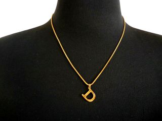Christian Dior Necklace Choker " D " Simple Design Rare