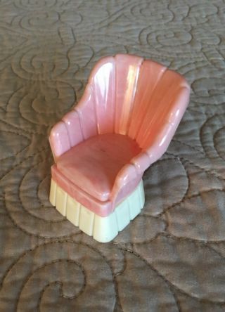 Vintage Ideal Plastic Toy Furniture Living Room Chair Pink Ivory Made Usa 1 - 1116