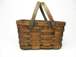 Antique Woven Split Ash Basket - Mid 19th Century