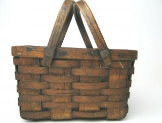 Antique Woven Split Ash Basket - mid 19th century 3