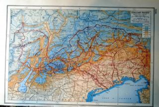 Antique 1920 Military Map Wwi Italy Italian Front Harmsworth Atlas