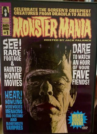 Monster Mania Dvd With Hosts Elvira And Jack Palance Horror Compilation Rare