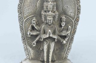 Handwork Collectable Miao Silver Carve Temple Buddha Delicate Old Ancient Statue 2