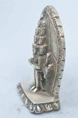 Handwork Collectable Miao Silver Carve Temple Buddha Delicate Old Ancient Statue 3