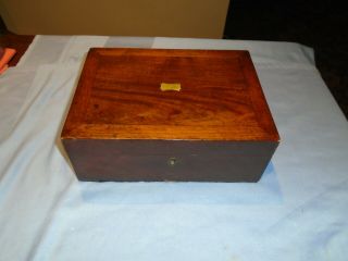 Antique Mahogany Wood Sewing Box Desk Top Writing Box Jewellery Box With Tray