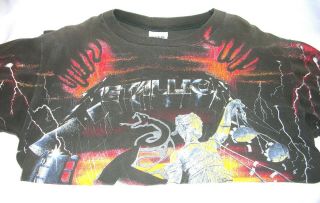 Rare Metallica Vintage T Shirt 1991 Tour Large Allover Print Master Of Puppets