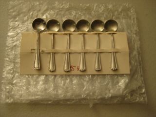 Antique Miniature Matching Set Of 6 Sterling Silver Salt Spoons - 2 - 1/8 " Long