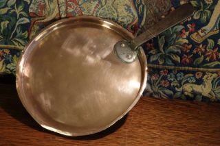 A Victorian Antique Copper Pan Lid With Steel Handle,  8 " Diameter