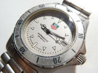 Rare Tag Heuer 2000 Professional 972.  013f Quartz Watch Date White Gray Daial