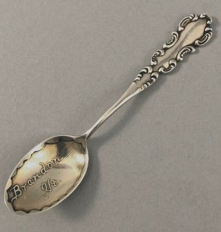 Vintage Sterling Silver.  925 Souvenir Spoon Brandon Vt.  Vermont 8.  2 Grams 4