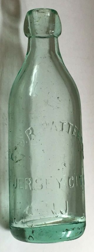 Antique Soda or Beer Bottle Handblown Squat Jersey City NJ N Aqua Blob Top 2