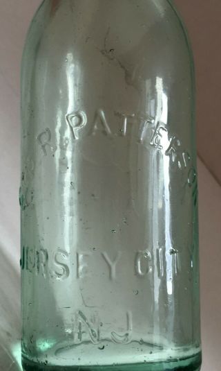 Antique Soda or Beer Bottle Handblown Squat Jersey City NJ N Aqua Blob Top 3