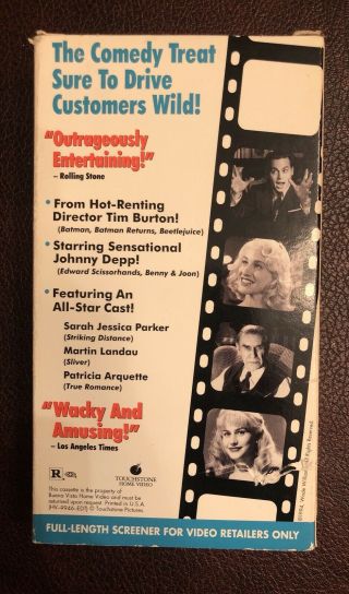 Ed Wood VHS 1994 Touchstone RARE DEMO TAPE Johnny Depp Tim Burton 2