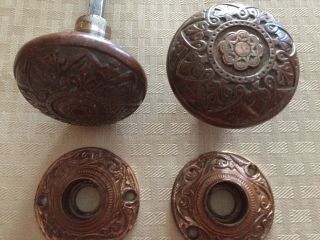 Antique Solid Brass Door Knobs With Backing Plates