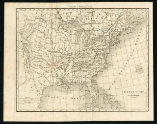 1837 United States Of America,  Indian Territories,  Antique French Map - Rochelle