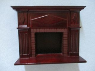 Dollhouse Miniature Vintage Solid Wood Fireplace Mantel Furniture,  Handcraft