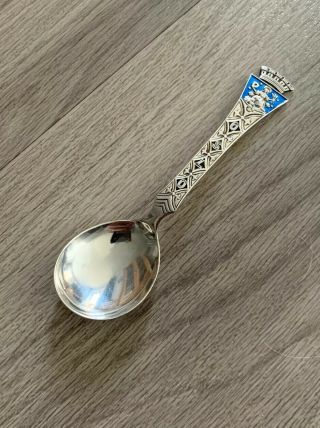 Solid Silver Vintage David Andersen ‘ Oslo ‘ Enamel Spoon - 1888 - 1925 Norway