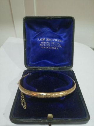 Boxed Antique Hinged Bracelet Mark Not A Uk Hallmark.  So Is Not Gold