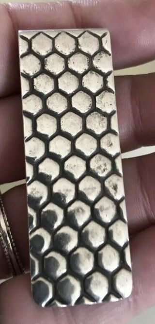 Rare Vintage Tiffany& Co Honeycomb Texture Sterling Silver Money Clip,  27.  5 Grams