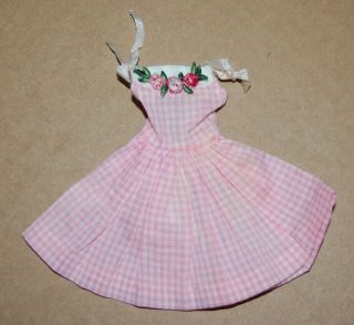 Vintage 1965 model 1913 Mattel Barbie Skipper Me ' N N My Doll Pink & White Dress 3